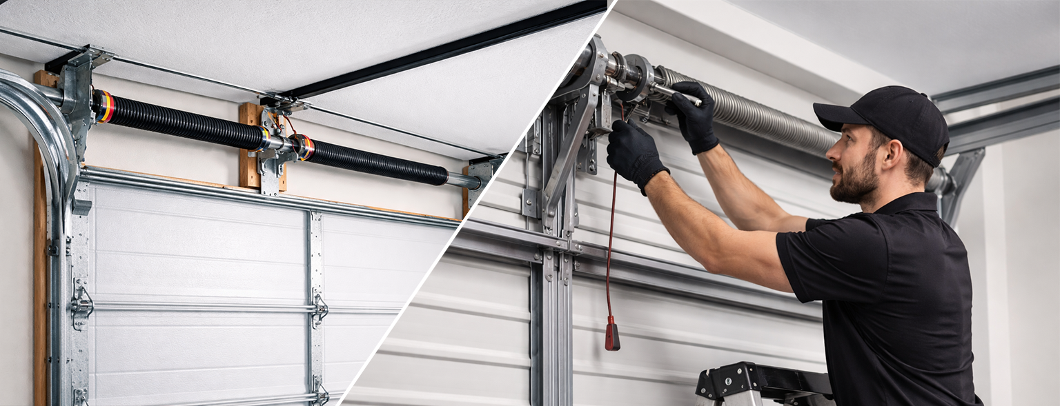 Broken garage door spring fix